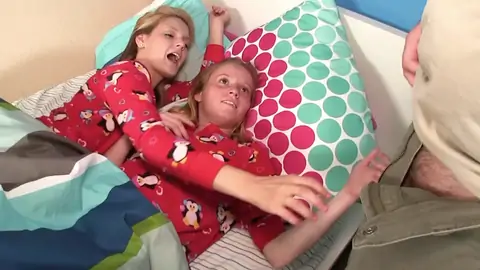 Marvelous POINT OF VIEW hand job by small stepdaughters in pajamas